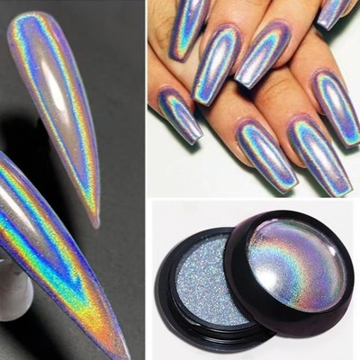 Holographic Chrome Nail Powder Mirror Effect Metallic Dust Sequins UV Gel Polish