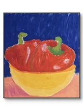 Vibrant Pop Art Inspired Rustic Food Pepper Original 11x15 Oil Pastel on Paper