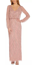 Adrianna Papell V-Neck Sequin Embellished Gown dress- size 6 - retail $299