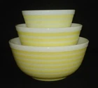 PYREX -  3 pc. Yellow RAINBOW STRIPE Mixing, Nesting Bowl Set