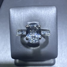 Designer KN Aquamarine Gemstone Invisible Setting Eternity Band Ring Sz 6