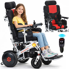 Compact Power Wheelchair for Kids  Seniors, All Solid Tires, Rides 12 miles