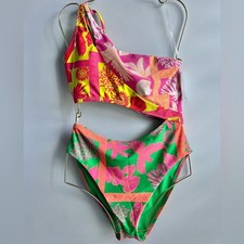 Bar III Women's One-Shoulder Cut-Out One-Piece Swimsuit Size XL