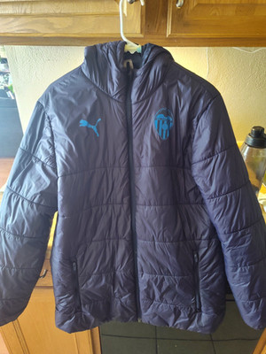 PUMA Men s Blue Hooded Puffer Jacket Full Zip Size M Technical Staff Issue