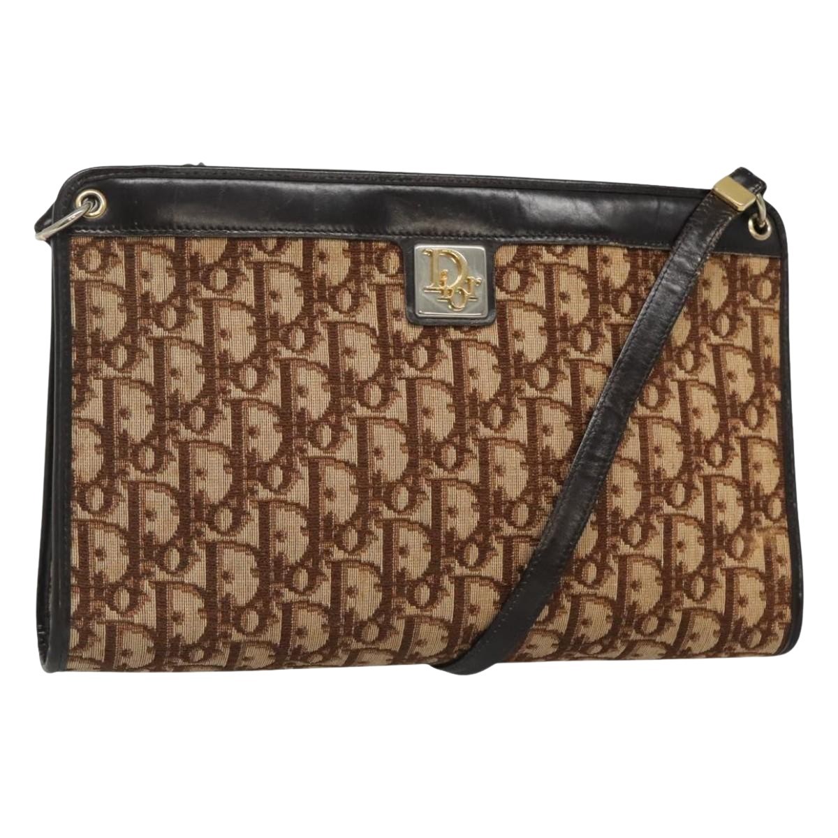 Dior Authentic Trotter Brown Canvas Shoulder Bag