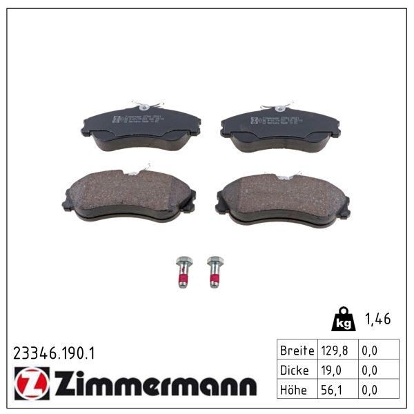 Zimmermann BremsbelÄGe Bremsbelagsatz Vorne Peugeot 306 CitroËN Berlingo Xsara-image