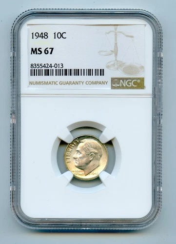 1948 Roosevelt Silver Dime 10c NGC MS67