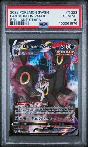 2022 POKEMON SWORD & SHIELD BRILLIANT STARS #TG23 FA/UMBREON VMAX PSA 10