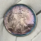 1995 American Silver Eagle 1oz .999 Round Coin TONER PURPLE BLUE ASE VERY COOL!