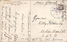 Ak Stempel Marinepost MSP Nr. 76, Kleiner Kreuzer SMS Arkona II - 11183654