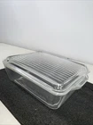 Vintage PYREX Reeded Glass Refrigerator 503-B, 503-C Clear Glass Set Lid & Dish