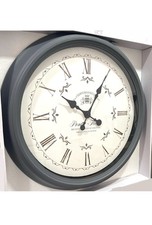 LARGE ROUND FRENCH STATION WALL CLOCK DISTRESSED ROMAN NUMERAL METAL FRAME CLOCK