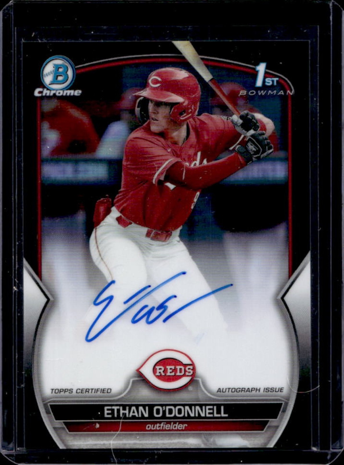 2023 Bowman Draft Ethan O'Donnell Chrome Auto Black Refractor 1st #/75 Reds