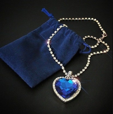 Blue Titanic Heart of the Ocean Crystal Pendant Necklace Rhinestone Jewelry -
