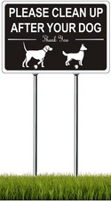 Please Pick Up Your Dog Poop Signs with Stake, 12"x 8" Metal Clean Up After Y...