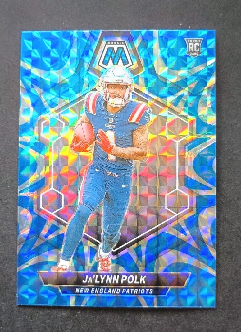 2024 Panini Mosaic - Rookies Ja'Lynn Polk #337 Reactive Blue Mosaic Prizm (RC)