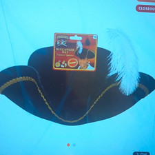 Rubie's Pirate Tricorn Hat One Size Black/Gold/White Polyester Halloween