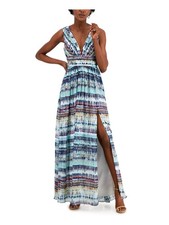 AIDAN AIDAN MATTOX Womens Lined Sleeveless V Neck Maxi Evening Fit Flare Dress