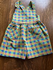 Rainbow tag Vtg Gymboree 1997 Sunny Summer Days seersucker overall romper 3 4