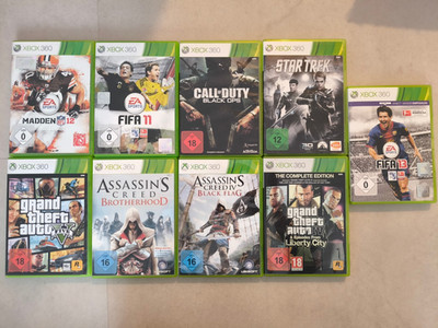 Xbox 360 Spiele Sammlung 9x Konvolut GTA 5 Assassin's Creed Call of Duty FIFA