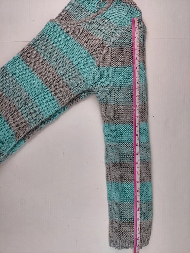 XL Suéter Vestido Rue 21 2000s 2010s Gris Turquesa Verde Azulado Rayas Manga Larga Foto 4 de 4