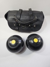 Drakes Pride Lawn Bowls Black Bias 2 Full - P4 2-10 2077 With Bag - CB Initials