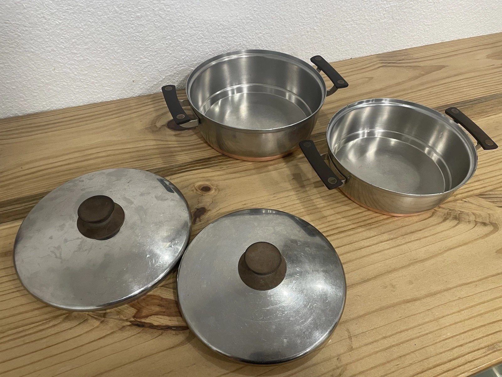 Presto Pride VINTAGE 18-8 Stainless Steel COPPER Bottom 2 Sauté Pans (4-pc)