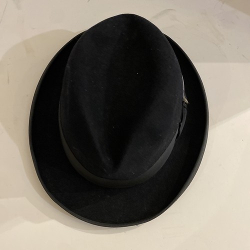 Vintage Royal Stetson Homburg Hat Men’s Black Bow Felt Mid Century - Bild 3 von 10
