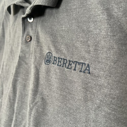 Beretta Mens Polo Logo Short Sleeve Shirt Gray Small Hunting Casual - Picture 2 of 6