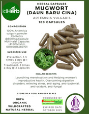 Capsules Artemisia Vulgaris Mugwort Daun Baru Cina Natural Premium Organic Herbs