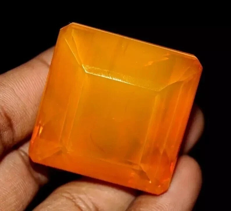 Piedra preciosa suelta Welo Australian corte cuadrado 53-54 quilates ópalo naranja certificado EGL Foto 3 de 4