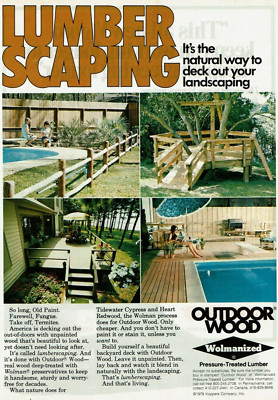 Vintage Print Ad 1979 Wolmanized Outdoor Wood Pressure-Treated Lumber Scaping