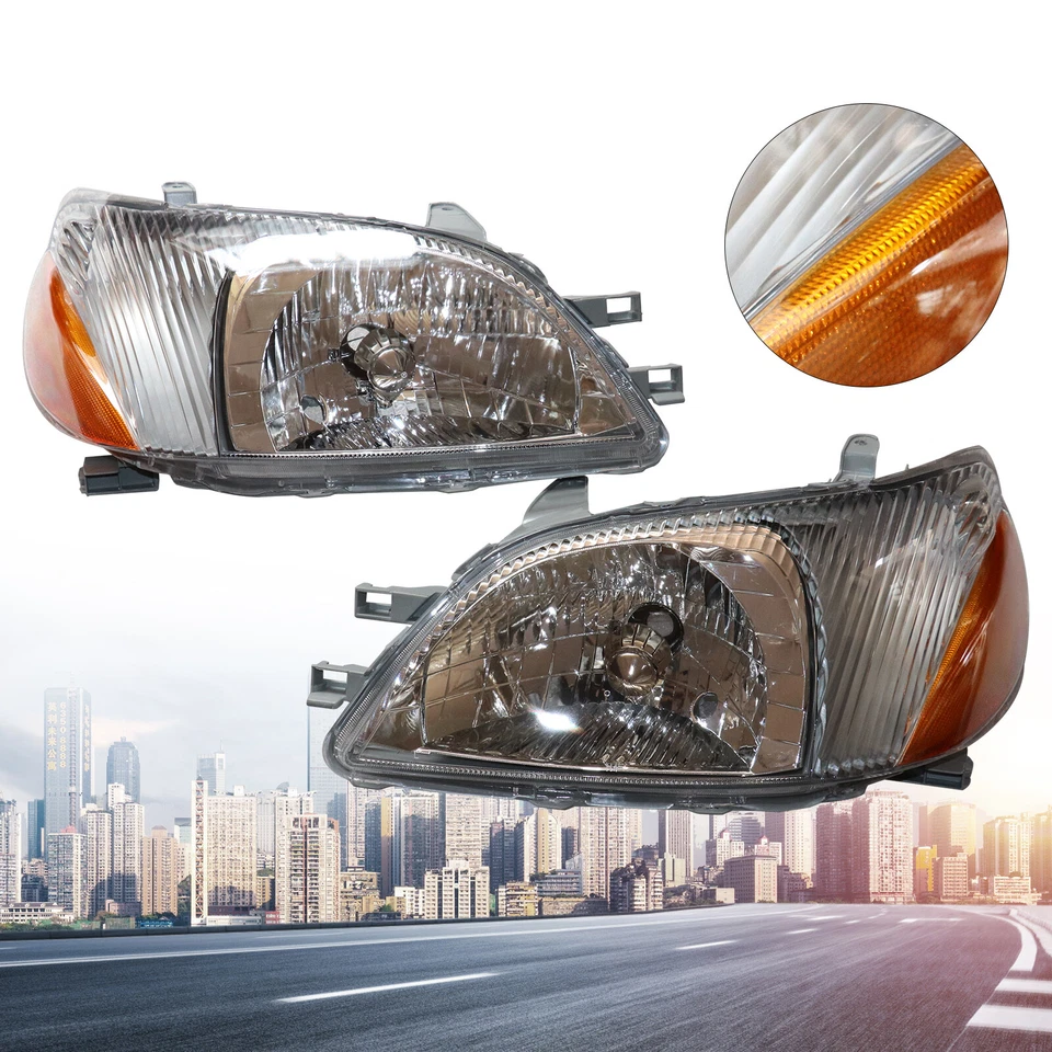 Pair Headlights Set For Toyota Echo 2000 2001 2002 Left & Right Side Headlamps Foto 2 de 4