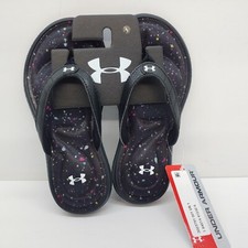 Under Armour Marbella VII Graphic Flip Flops Girls Child Size 1Y Sandals Black