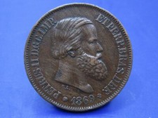BRAZIL 20 REIS COIN  1869  / SNIFF'S  ANCIENT COINS T-4/5