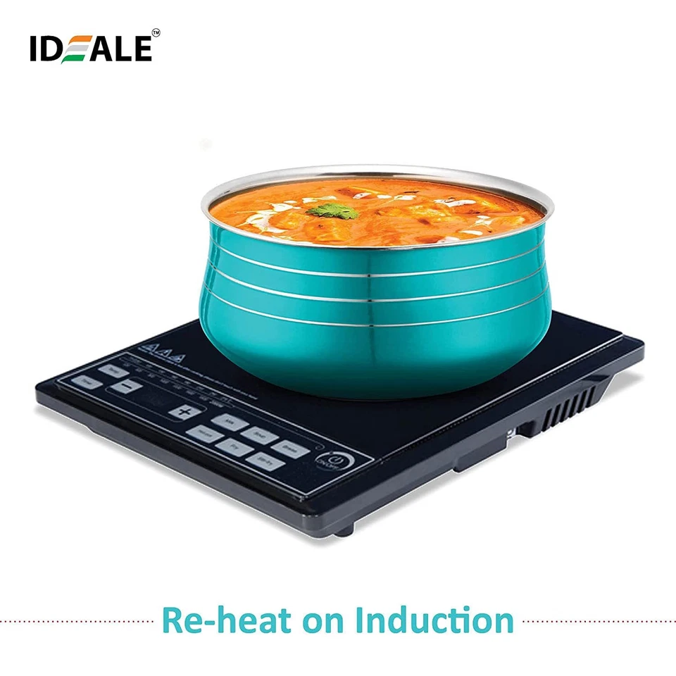 Stainless Steel Red 3 Pcs and Blue 3 Pcs Handi Set + 6 Serving Spoon - Image 4 of 4