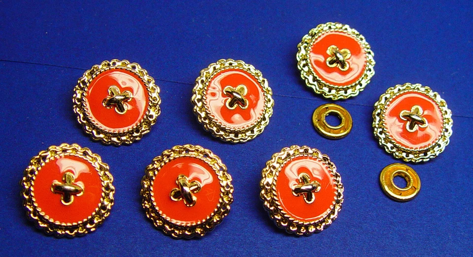 Botones de repuesto ST JOHN 7 ESMALTADOS CORAL/ORO 5 VÁSTAGOS, 2 CIERRES PERFORADORES Foto 3 de 4