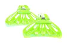 Small Green Plastic Hair Claw Clips - 5cm Bulldog Hair Accessories Pair