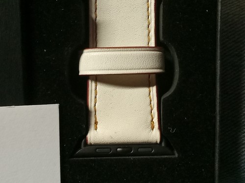 Coach Women's Leather Apple Watch Strap: Chalk White Fits A 42,44,45mm - Zdjęcie 7 z 9