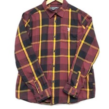 US Polo Assn Boy Junior 2XL Flannel Burgundy Plaid Long Sleeve Button Up Shirt