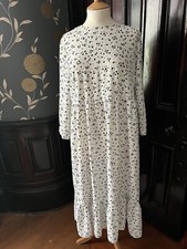 Zara Tiered White and Black Dotty Midi/ Maxi  Dress size M