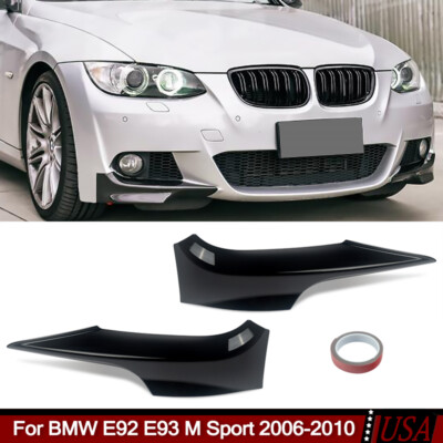 Divisor De Alerón Delantero Negro Para BMW Serie 3 E92 E93 M Sport 2006-2009 - Fibra De Vidrio
