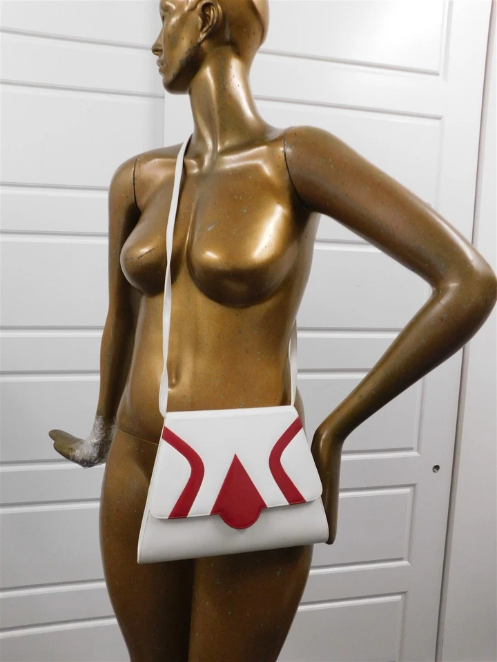 Bandolera Bruno Magli Vintage Cuero Rojo Blanco Foto 2 de 4