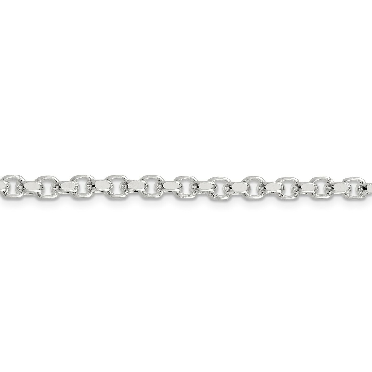 Sterling Silver Solid 4mm Polished Rolo Link Chain w