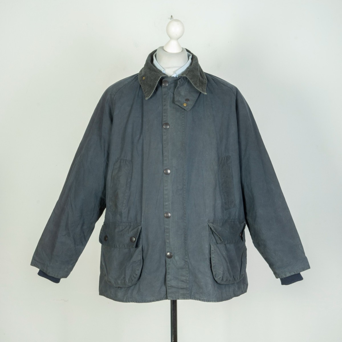 Mens Barbour Classic Bedale Wax Cotton Navy Blue Jacket Size 46 | eBay