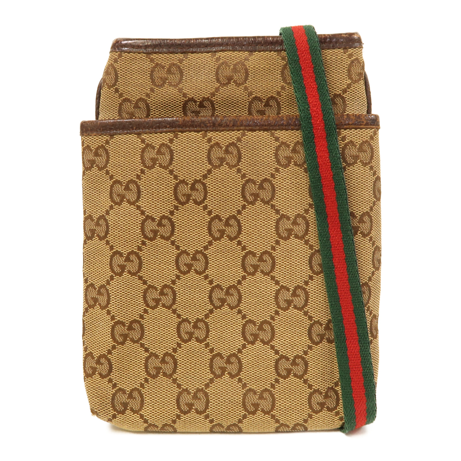 GUCCI GG Canvas Shoulder Bag in Brown with Silver Hardware 141863-image