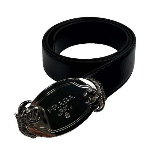 Prada Vintage Thin Ivory Leather Belt with Silver Square  display picture 1