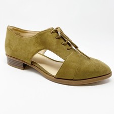 Nine West NAMBERO Oxfords LaceUp Loafer Shoes Olive Green Casual Women’s 6.5 EUC