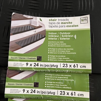 (5) Stair Treads Protector Vinyl 9-1/2 X 24 Black Multy Home New