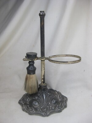 antique shaving stand Art Nouveau base w/ pewter handle shaver brush *NOTE